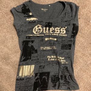 Guess newspaper t shirt